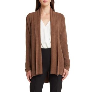Tahari 100% 2 Ply Cashmere Open Front Cardigan Caramel Brown Sz XL